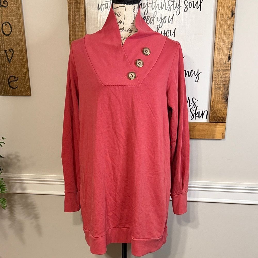 Soft Surroundings Kassidy pink pullover cowl neck sweatshirt